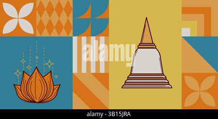 Geometric Vesak Day Background vector Stock Vector