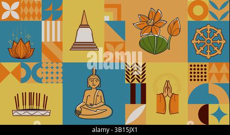 Geometric Vesak Day Background vector Stock Vector