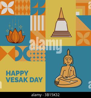 Geometric Vesak Day Background vector Stock Vector