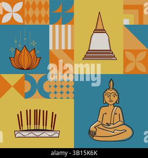 Geometric Vesak Day Background vector Stock Vector