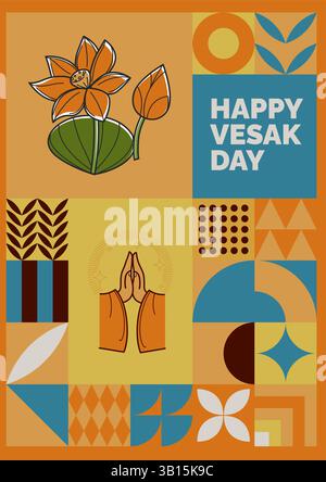 Colorful Vesak Day Layout vector Stock Vector