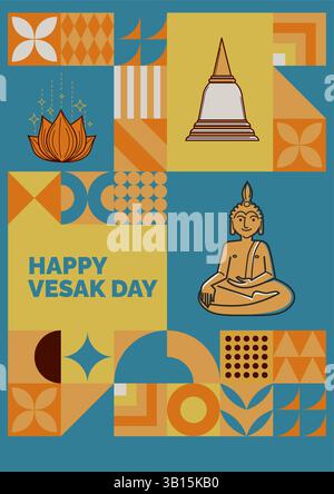 Colorful Vesak Day Layout vector Stock Vector