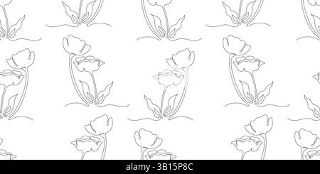 Vector lineart spring leaves horizontal border seamless pattern ...