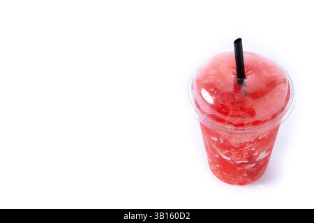 Red strawberry slushie isolated on white background Stock Photo