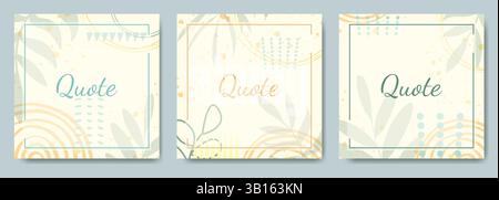 Quote frames blank template set. Empty quote abstract borders with copy space for text. Square format Stock Vector