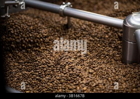 Coffee beans cooling off after being roasted Stock Photo