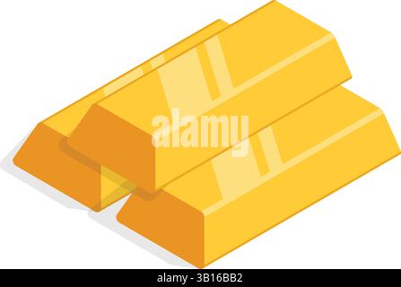 Gold bar stack icon in flat style. Golden ingot vector illustration on isolated background. Financial treasure sign business concept. Stock Vector