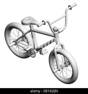 A white bicycle with a black seat and a black handlebar. The bike is shown in a 3D rendering, with the seat and handlebar being the only visible parts Stock Vector