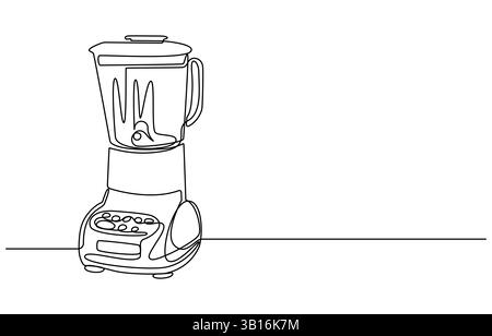 Blender Smoothie Maker Food Processor continuous one line art drawing Stock Vector