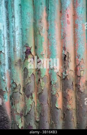 Turquoise rusty dirty background. Weathered industrial surface Stock Photo