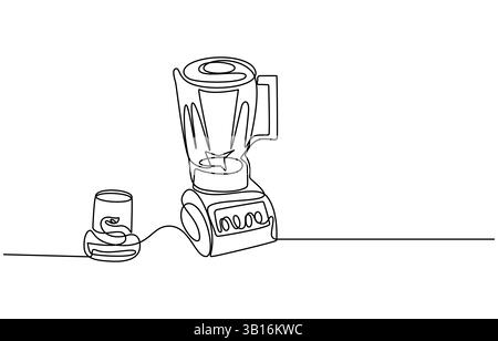 Blender Smoothie Maker Food Processor continuous one line art drawing Stock Vector