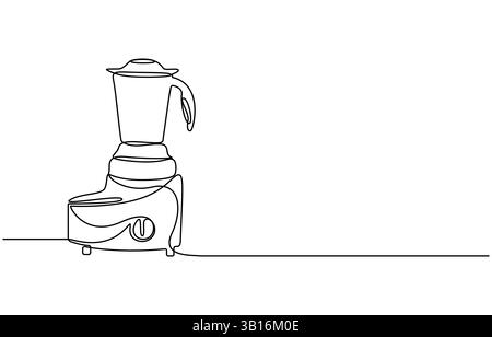 Blender Smoothie Maker Food Processor continuous one line art drawing Stock Vector