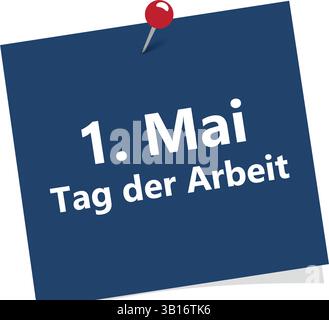 simple yellow note 1 may labor day vector illustration Stock Vector