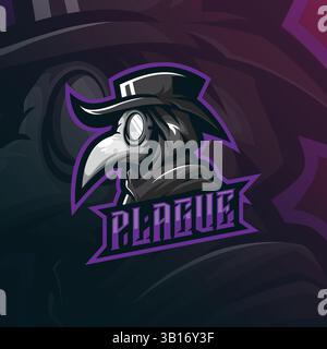plague doctor mascot logo design vector with modern illustration concept style for badge, emblem and t shirt printing. doctor plague illustration. Stock Vector