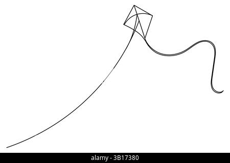 Kite continuous single line art drawing of outline vector illustration Stock Vector