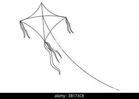 Kite continuous single line art drawing of outline vector illustration Stock Vector