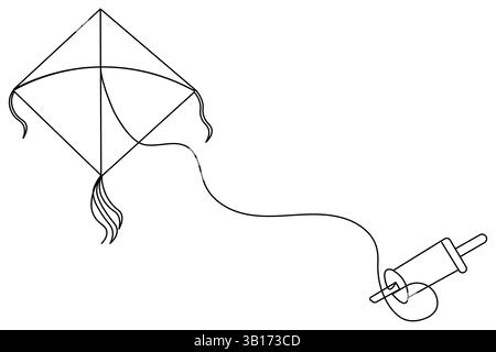 Kite continuous single line art drawing of outline vector illustration Stock Vector