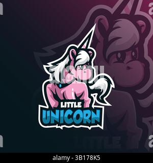 unicorn mascot logo design vector with modern illustration concept style for badge, emblem and t shirt printing. cute unicorn illustration. Stock Vector