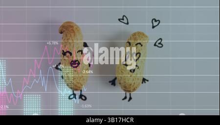 Image of data processing over peanuts Stock Photo