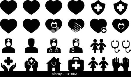 Colorful Raised Hands with Hearts – Diverse Community Unity Vector concept medical and health care Stock Vector