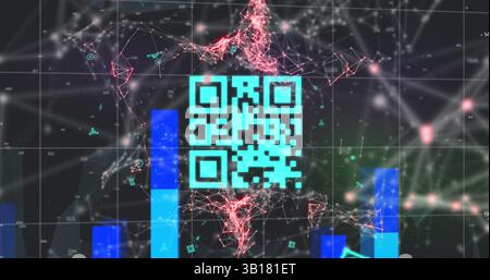 Image of level up text over dna strand on black background Stock Photo
