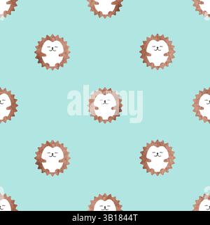 Cute watercolor hedgehogs seamless pattern. Polka dot vector print Stock Vector