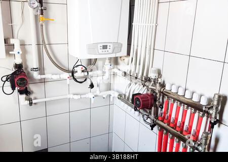 Astana, Kazakhstan 23 May 2024 - Underfloor heating system. Installation of underfloor heating. Pipes for wiring the heating system, underfloor heatin Stock Photo