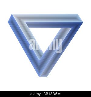 Vector single blue impossible triangle icon isolated on white background. Stock Vector