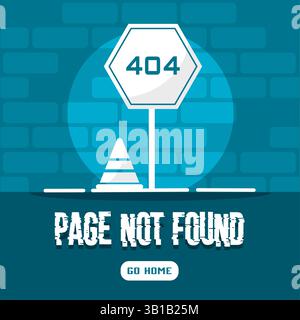 Hexagon traffic sign with 404 page error on blue background. Vector illustration Stock Vector
