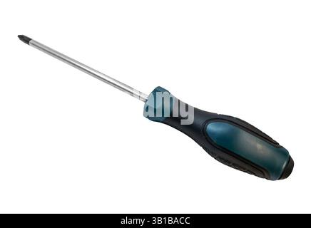 Phillips screwdriver with green and black handle isolated on white with clipping path included Stock Photo