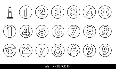 Minimalist Numeric & Symbol Icon Set – Digit & Geometric Shape Symbols ...
