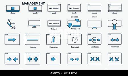 full screen mode icon and zoom out,signs and symbols,vector simple ...