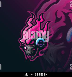 skull mascot logo design vector with modern illustration concept style for badge, emblem and tshirt printing. skull gamer illustration. Stock Vector