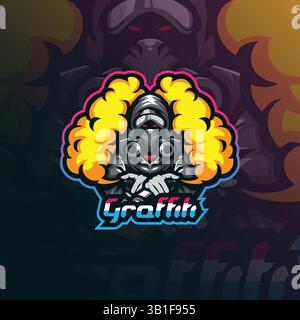 graffiti mascot logo design vector with modern illustration concept style for badge, emblem and t shirt printing. graffiti action illustration. Stock Vector