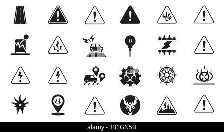 Warning Hazard Symbols labels Sign Isolate on White Background,Vector ...