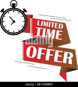Limited Time Offer Vector Design with clock Stock Vector