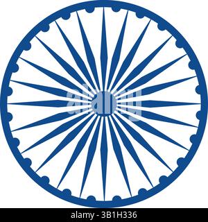 India's map with tricolor national flag and Ashoka Chakra Stock Vector