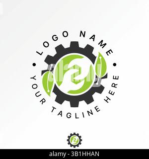Logo design graphic concept creative premium vector stock image top sell gear machine wrench leaf tech digital engineer system mechanical maintenance Stock Vector