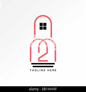 Logo design graphic concept creative premium vector stock image top sell initial M2 N2N N2M font line consulting architect roof house real home estate Stock Vector