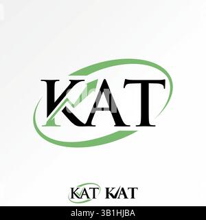 Logo design graphic concept creative premium vector stock image top sell initial KAT serif font chart arrow ellipse swoosh to analysis finance project Stock Vector