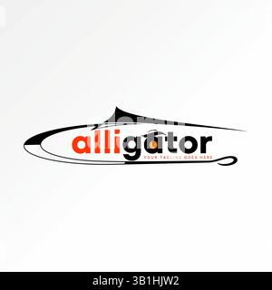 Logo design graphic concept creative premium vector stock image top sell fishing hook alligator eye fisher predator crocodile to hunting river reptile Stock Vector