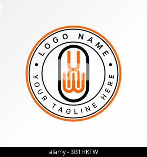 Logo design graphic concept creative premium vector stock image top sell initial HW UNW line font top down idea stylist identity element monogram type Stock Vector