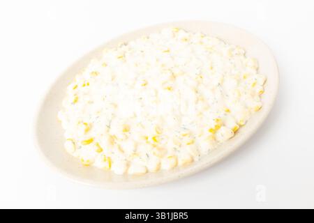 Corn Cheese on a White Background Stock Photo
