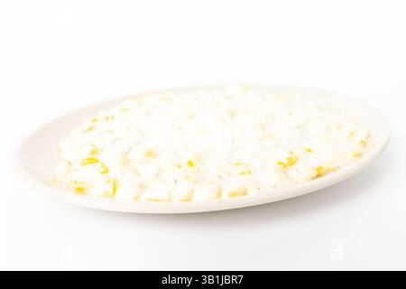 Corn Cheese on a White Background Stock Photo