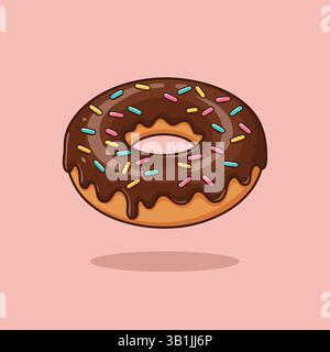 Delicious Chocolate Colorful Donut. Flat Vector illustration Stock Vector