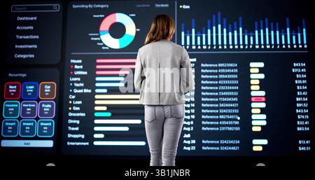 The Businesswoman Analyzing Big Data On Artificial Intelligence Dashboard Stock Photo