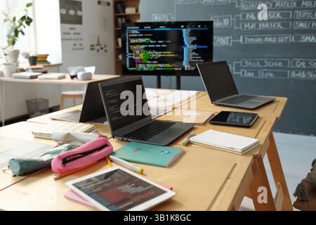 Coding and Developing in Modern Tech Office Stock Photo