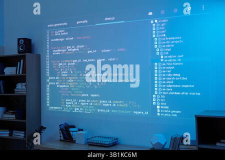 Projecting Code on Wall with Modern Technology Stock Photo