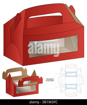 Red Food Packaging Box Dieline Blueprint Template Stock Vector