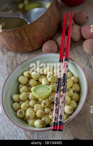 Boiled lotus seeds Stock Photo